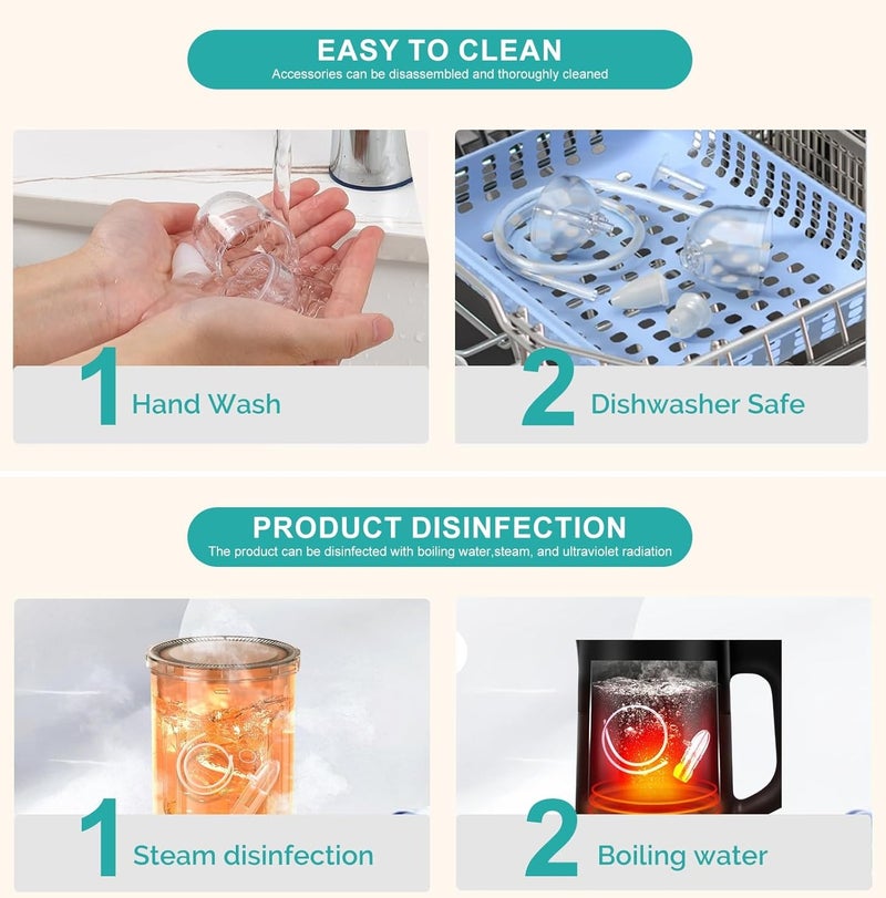 Tanyaz Nasal Aspirator for Baby, Portable Hand Puller Nose Sucker, Quiet Suction Easy to Operate, Reusable, Soft Silicone Nose Cleaner for Fast and Effective Relief of Nasal Congestion in Infant - Image 3